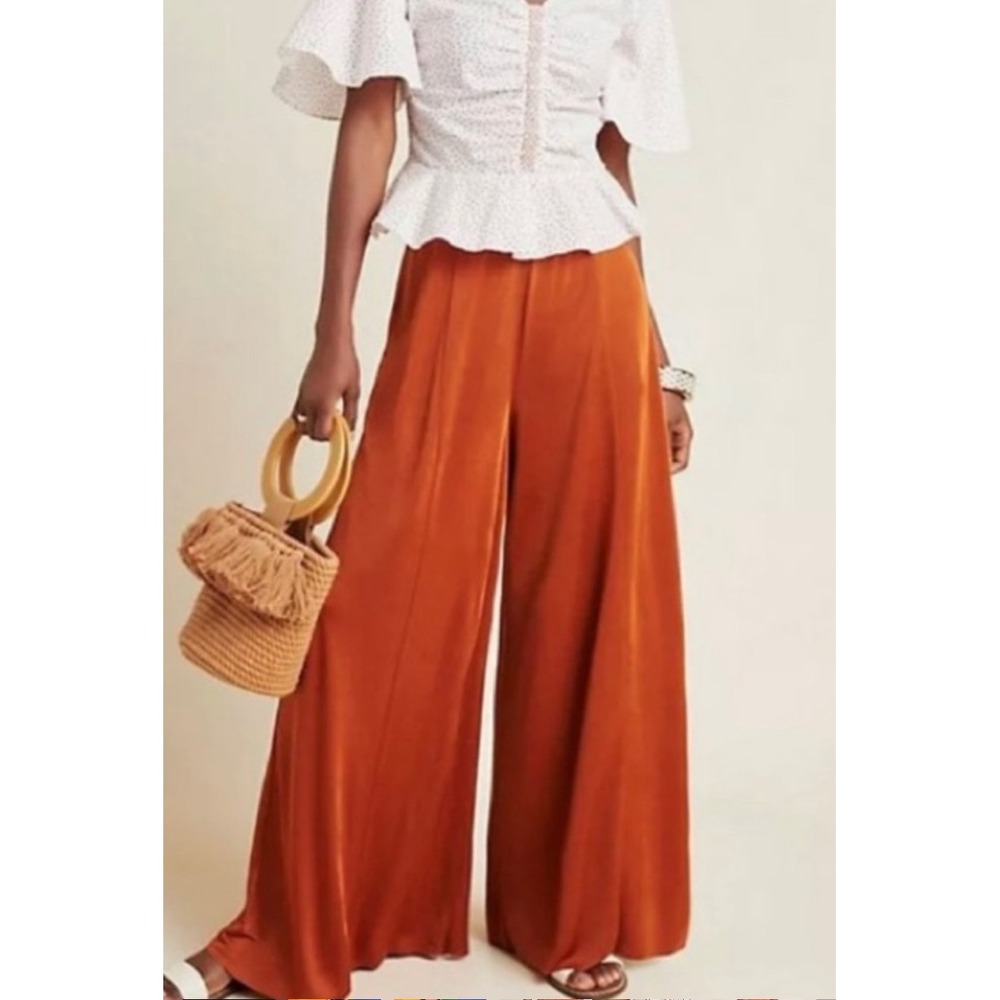 Maeve Anthropologie Shiloh Wide Leg Pants Cedar Palazzo High Rise XS New